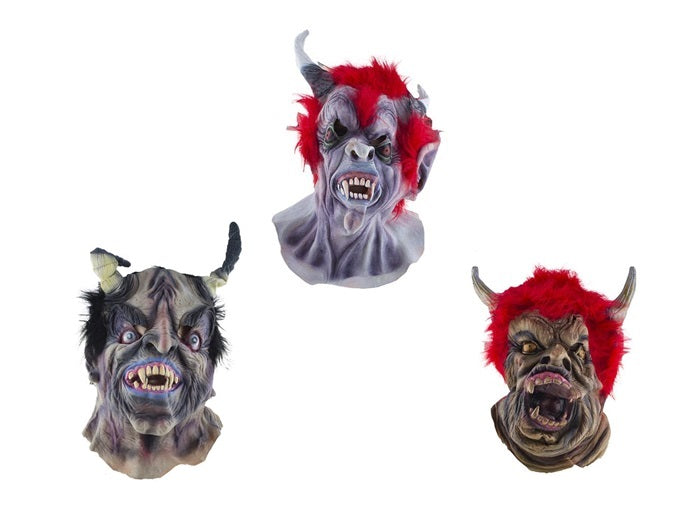 masque latex de diable démon avec cheveux mix adulte