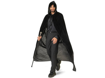 cape velours noire avec capuche adulte taille unique