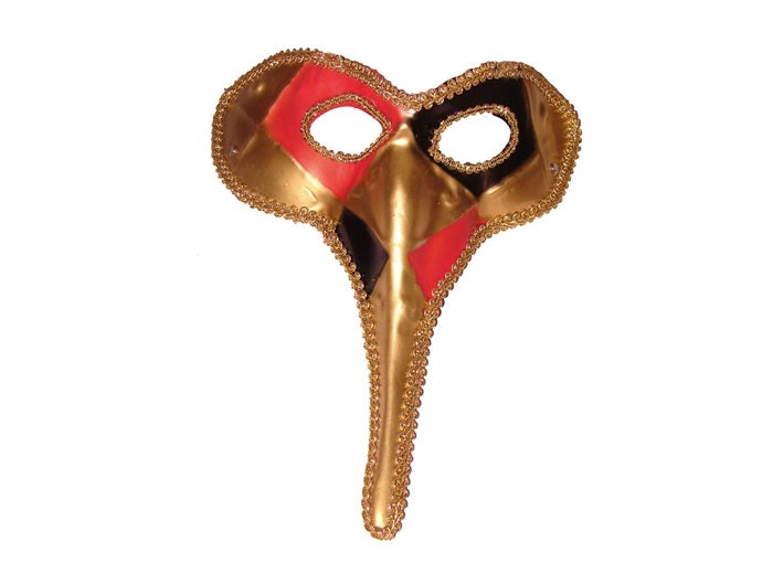 masque vénitien très long nez doré