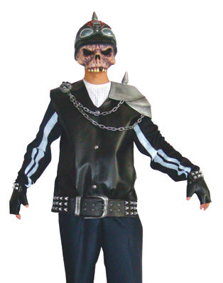 masque latex + déguisement squelette biker