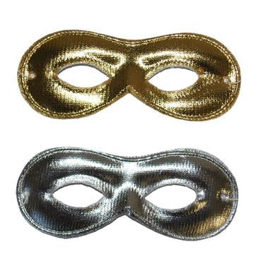 masque loup rond avec paillettes or 16.5x7cm