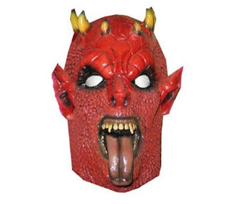 masque latex de diable démon rouge