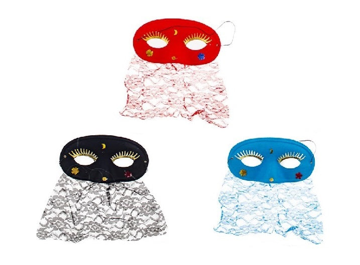 masque loup avec motifs et voile effet dentelle mix
