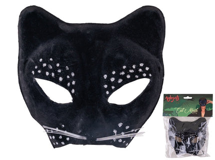 demi-masque de chat noir avec strass adulte