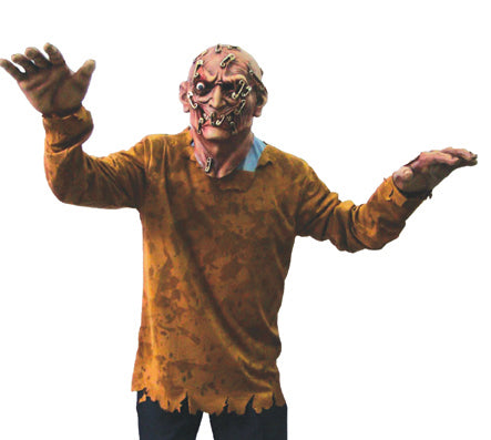 masque latex + déguisement de zombie