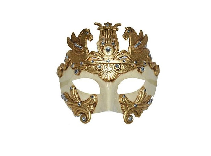 demi masque coque vénitien ivoire or adulte