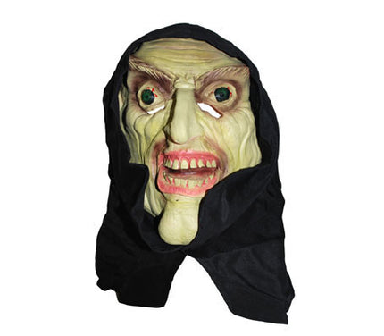 masque latex de sorcier ii avec cagoule noire