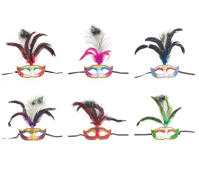 loup multicolore luxe avec plumes mix