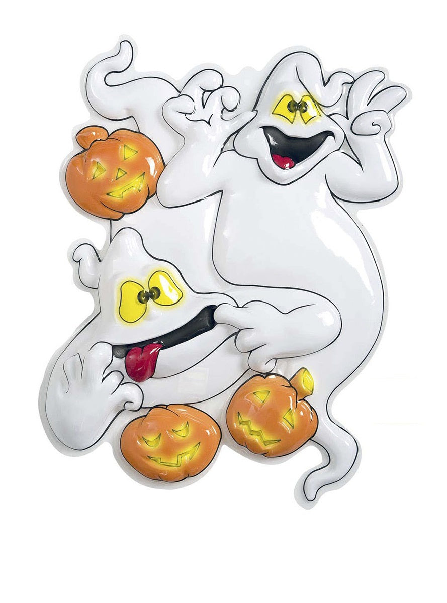 Fantôme avec citrouilles fluo