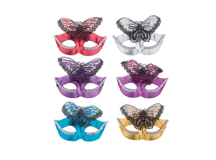 masque loup métallisé avec papillon strass mix