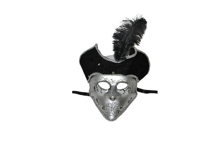 grand masque vénitien avec ornements et chapeau à plume