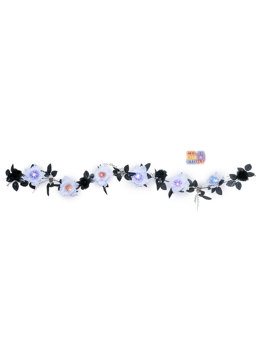 Guirlande de morts et roses blanches à lumière changeante