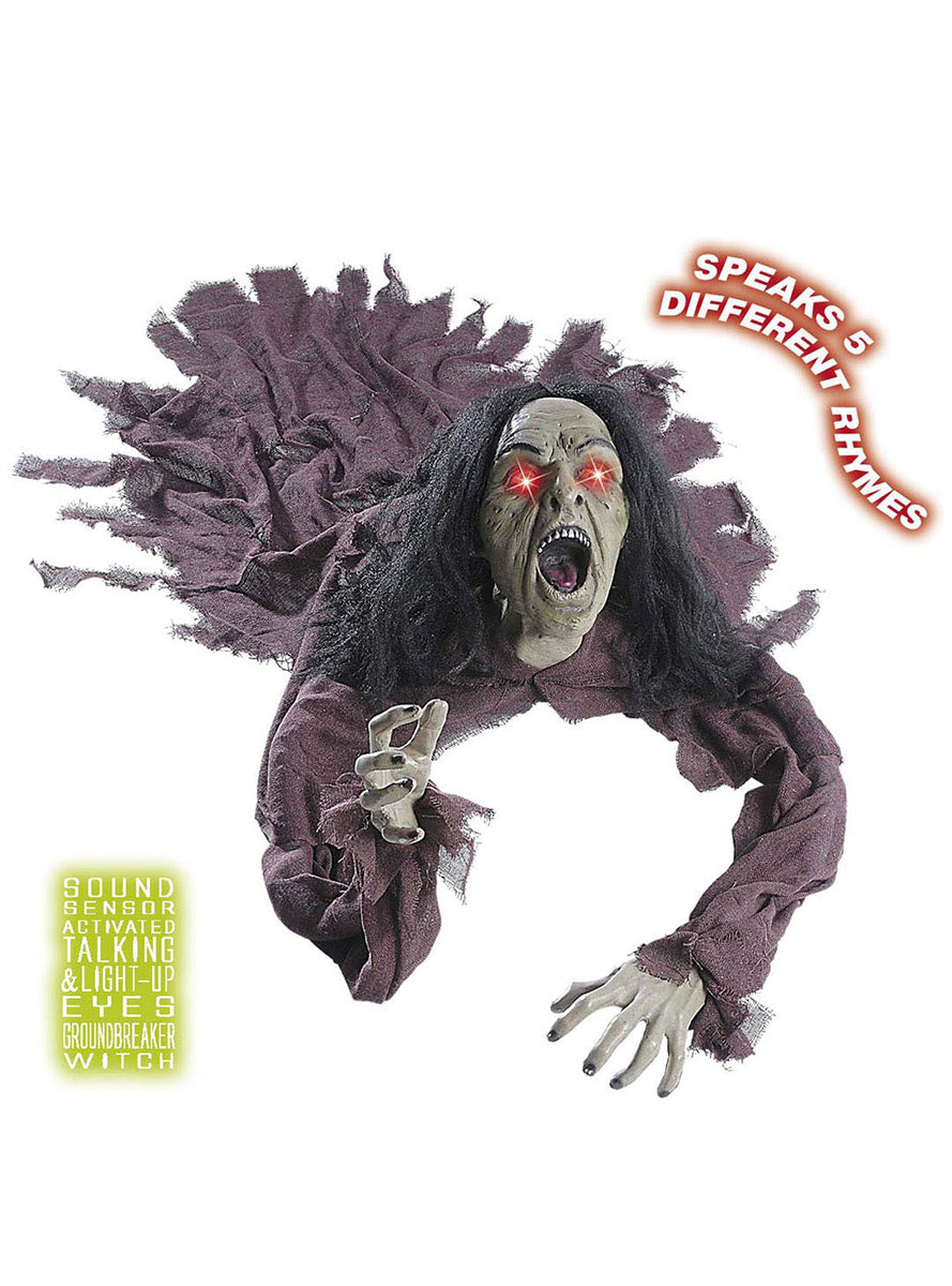 Sorcière au sol parlante et aux yeux lumineux