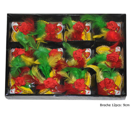 boîte avec 12 broches masques rouge jaune vert