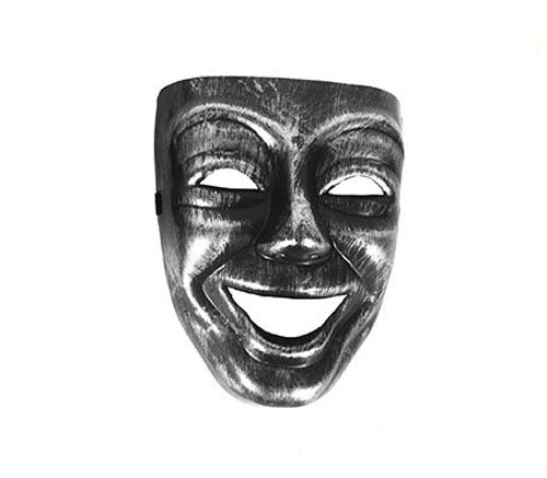 masque coque souriant métallisé argent adulte 23x19cm