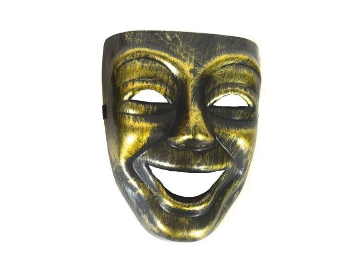 masque coque souriant métallisé or adulte 23x19cm
