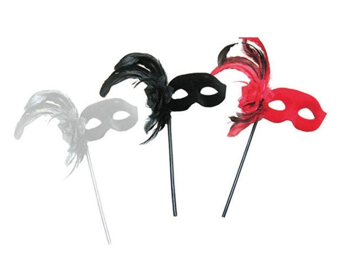 masque loup avec plumes et baguette mix 30cm