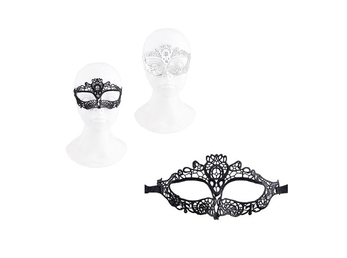 masque loup luxe dentelle avec symbole diable blanc