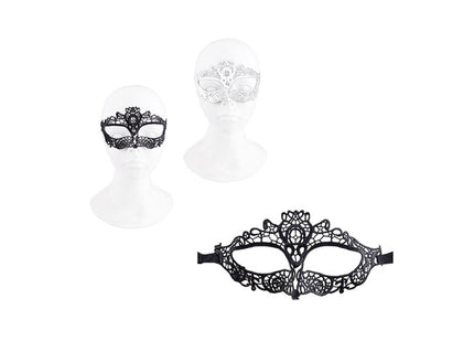 masque loup luxe dentelle avec symbole diable blanc
