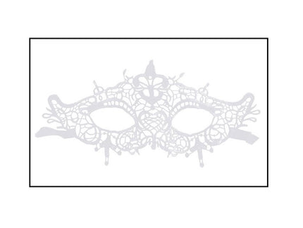 masque loup luxe dentelle avec symbole blanc 26cm