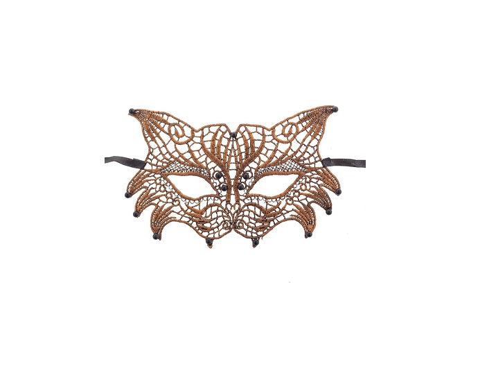 masque loup steampunk bronze effet dentelle 18x11cm