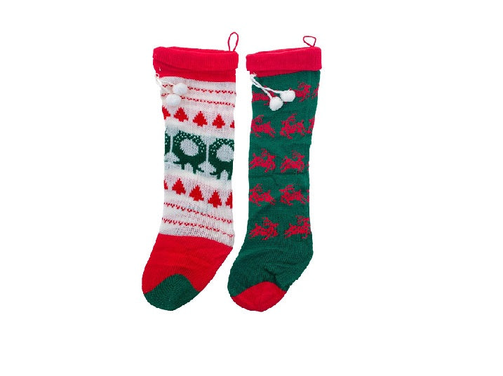 chaussette de noël 2 pompons mix 60cm