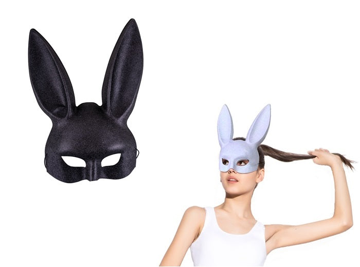 demi masque coque paillettes lapin noir adulte