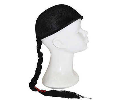 chapeau chinois avec tresse noir