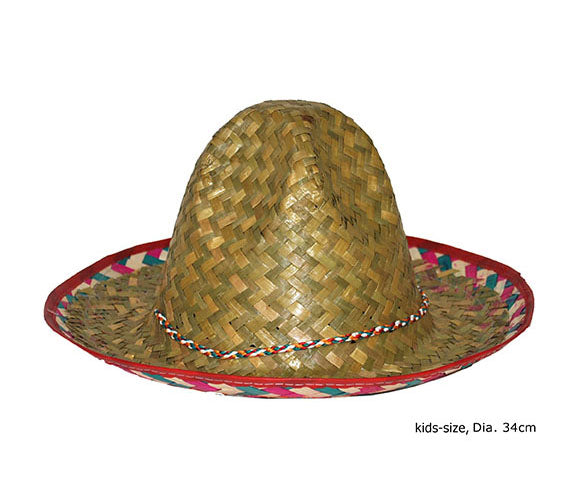 sombrero en paille nature taille enfant 34cm