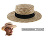 chapeau canotier avec bandeau noir homme t57cm