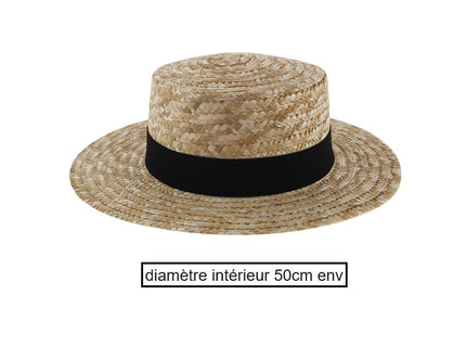 chapeau canotier avec bandeau noir enfant t50cm