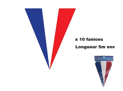 guirlande 10 drapeaux fanions france 5m