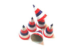 lot de 6 chapeaux cône bleu blanc rouge france 16cm