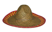 sombrero en paille bordure jaune & rouge 46cm