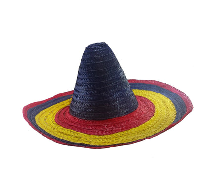 sombrero en paille bleu jaune rouge 60cm