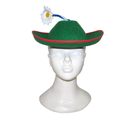 chapeau tyrolien feutrine vert avec fleur