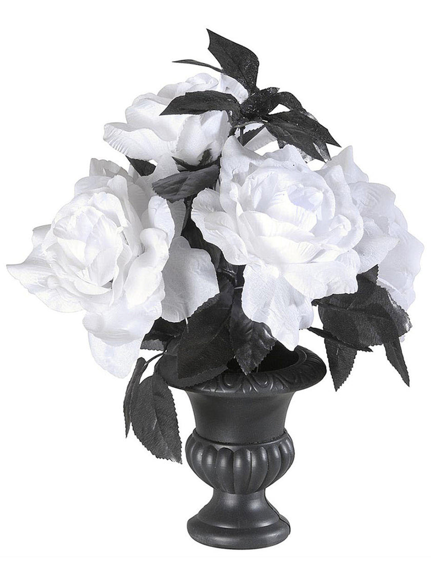 Vase 6 roses blanches avec lumières