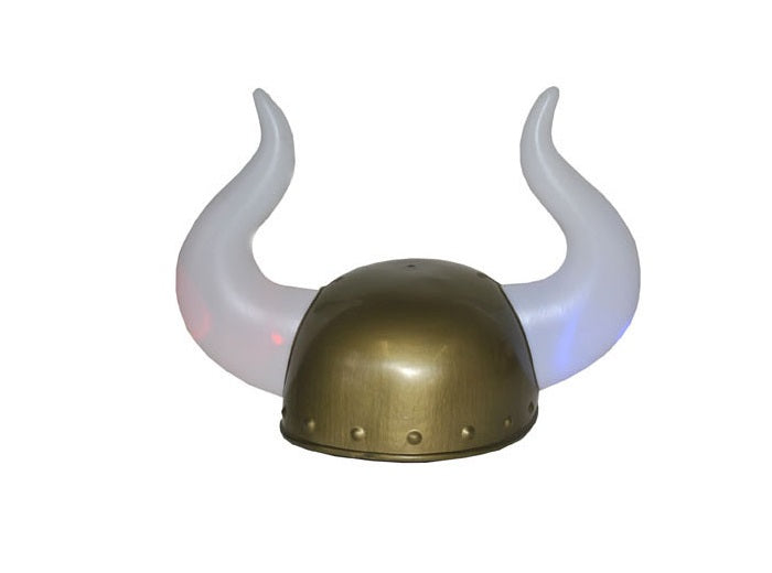 casque de viking gaulois avec 2 grandes cornes lumineuses led