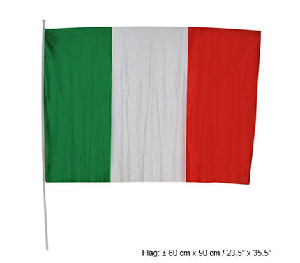 drapeau italie 60x90cm avec bâton