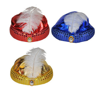 chapeau turban avec plume et perle mix