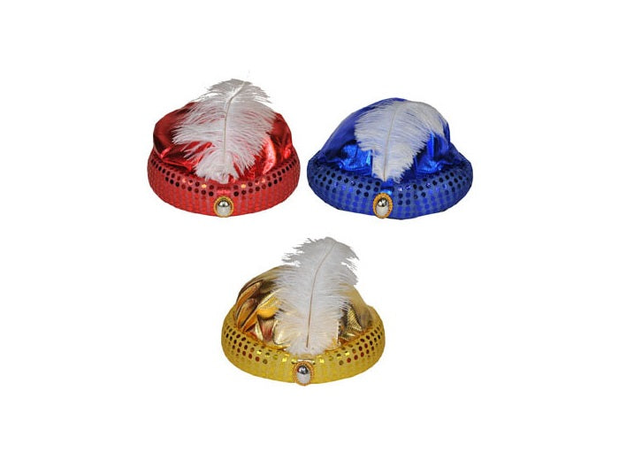 chapeau turban avec plume et perle mix