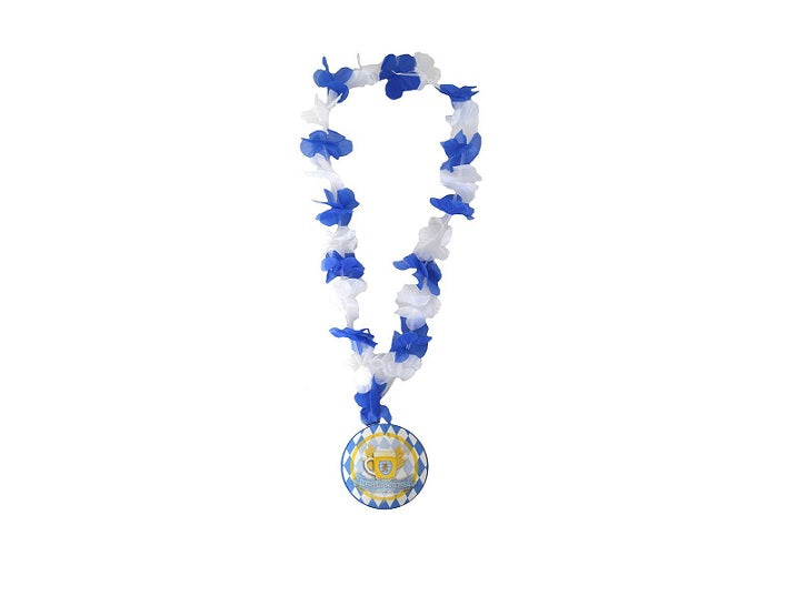 collier tahiti oktoberfest bleu blanc avec médaille 50cm