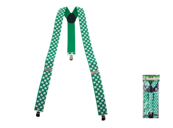 bretelles vert avec motifs trèfle