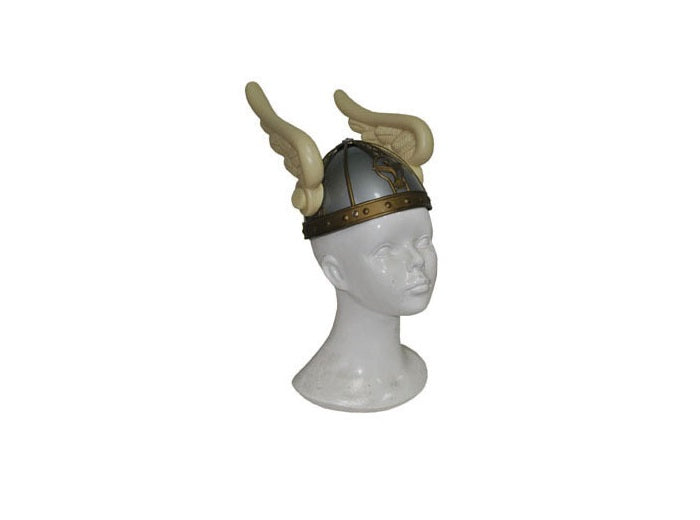casque de gaulois argenté avec 2 ailes