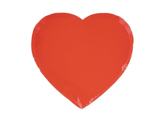lot de 8 assiettes en carton coeur rouge 24x23cm