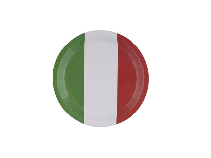 lot de 8 assiettes en carton vert blanc rouge italie 22cm