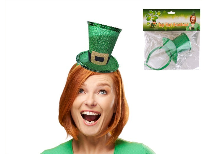 serre-tête mini chapeau st patrick vert 10x12cm