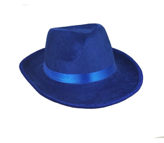 chapeau al capone feutrine avec bandeau bleu