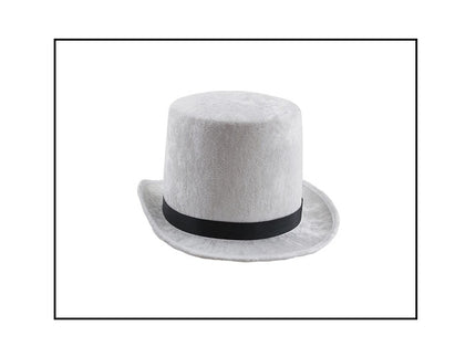 chapeau haut de forme velours blanc 60cm