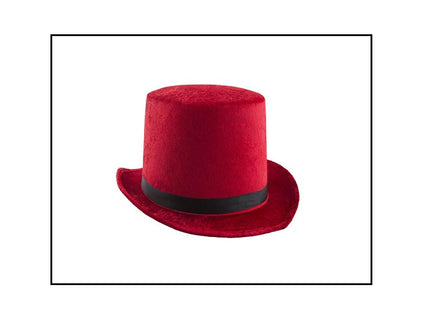 chapeau haut de forme velours rouge 60cm